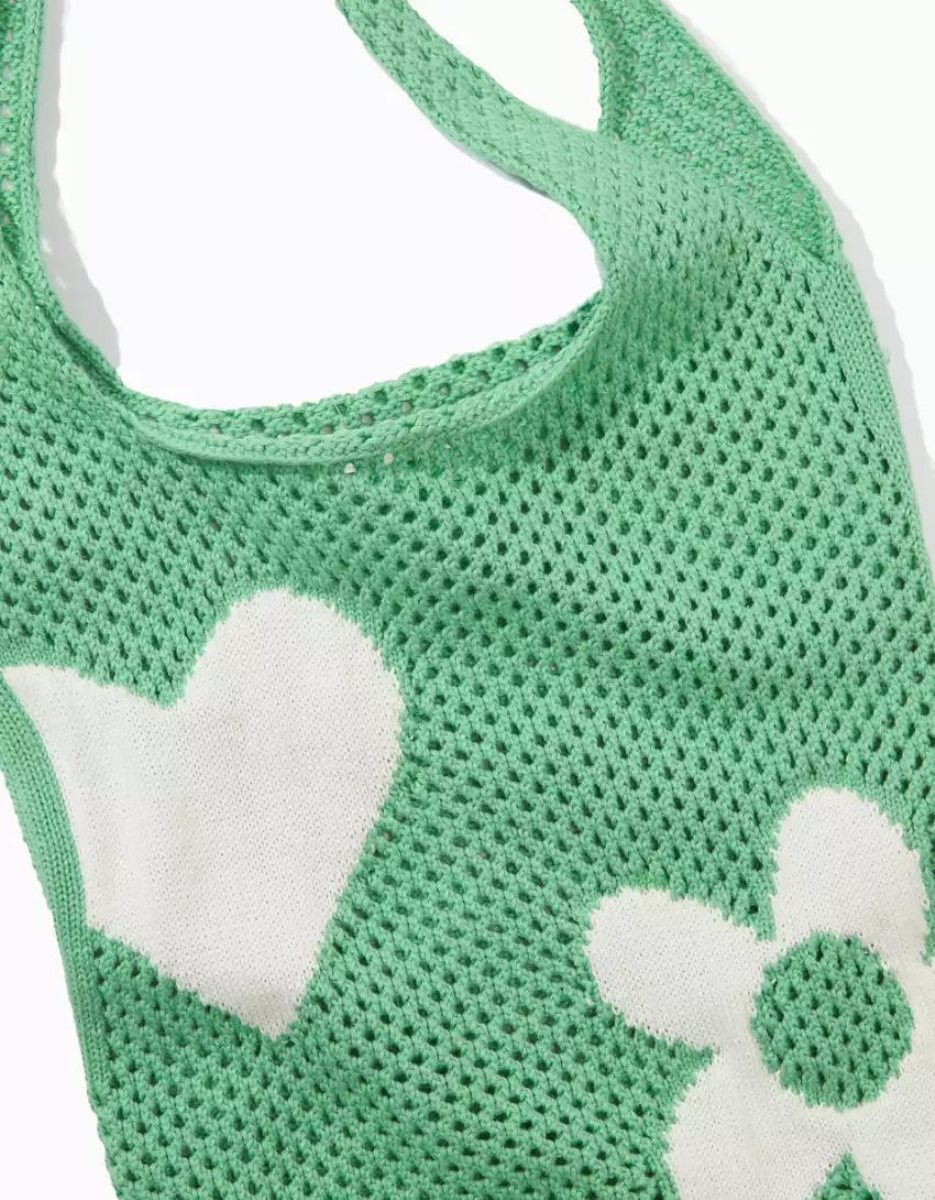 Sacs American Eagle AE Daisy Heart Crochet Vert Femme | WBN-73657269